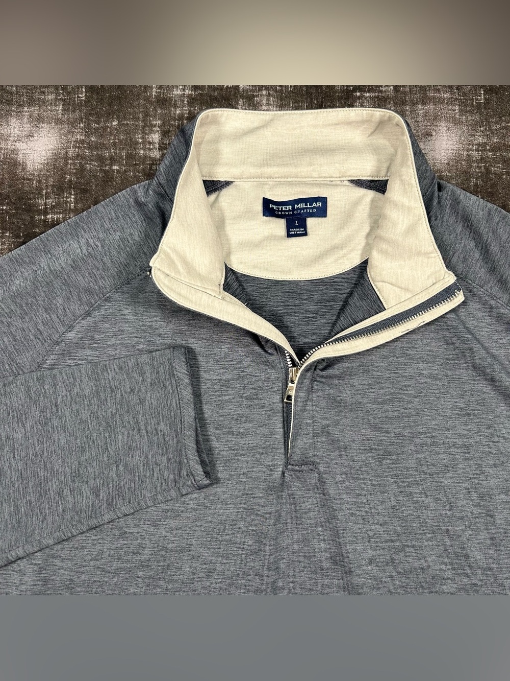 Peter Millar Crown Crafted Sweater Mens Large Grey 1/4 Zip Stealth Performance